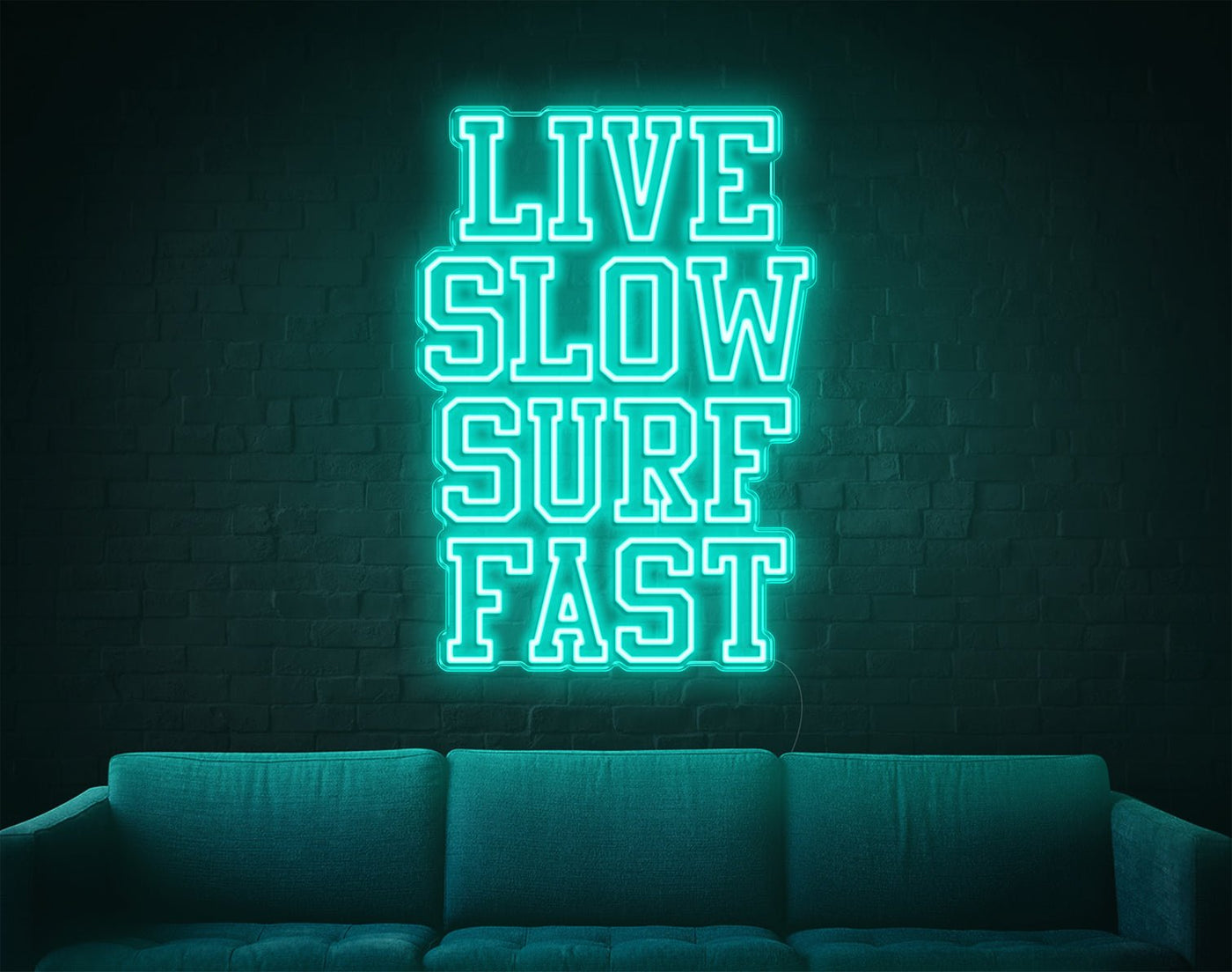 Live Slow Surf Fast LED Neon Sign - 27inch x 19inchTurquoise