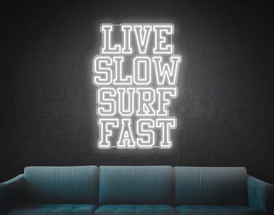 Live Slow Surf Fast LED Neon Sign - 27inch x 19inchTurquoise