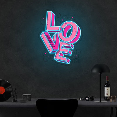 LOVE Text Neon Sign x Acrylic Artwork - 2ftLED Neon x Acrylic Print