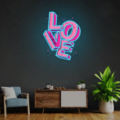 LOVE Text Neon Sign x Acrylic Artwork - 2ftLED Neon x Acrylic Print