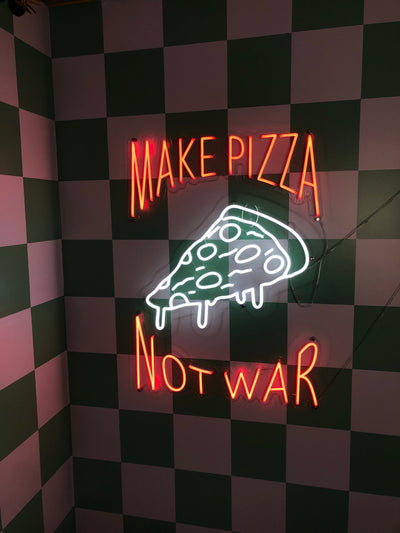 Make Pizza not War LED neon sign - Red & WhiteIndoor