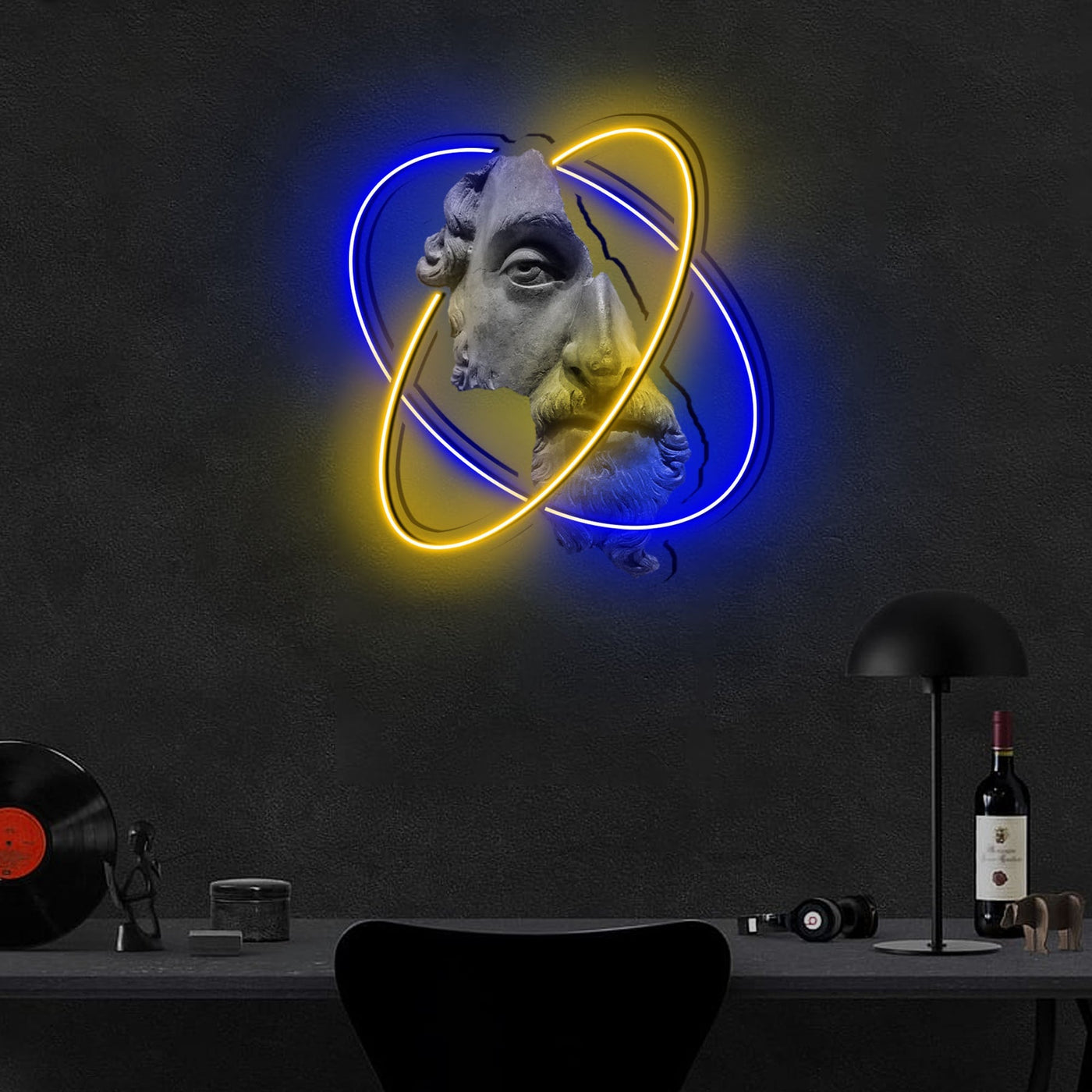 Marcus Aurelius Half Face Neon x Acrylic Artwork - 20"x16"Neon x Acrylic Artwork