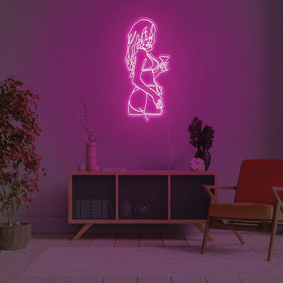 Martini Girl LED Neon Sign - 20inch x 44inchPink