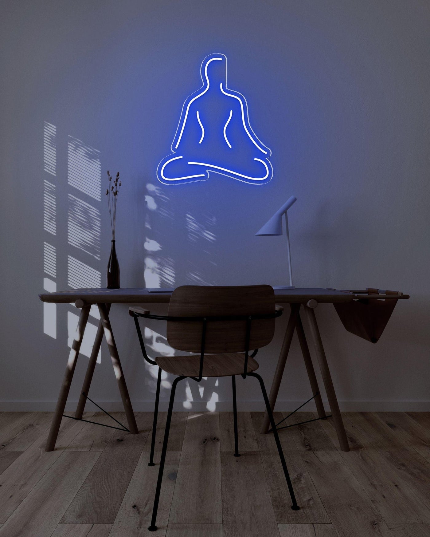 Meditate LED neon sign - 26inch x 29inchDark Blue