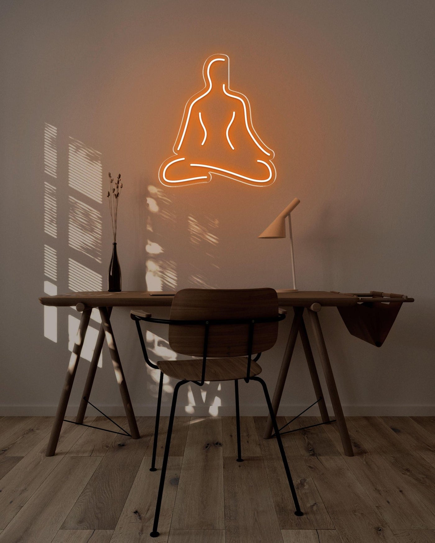 Meditate LED neon sign - 26inch x 29inchDark Orange