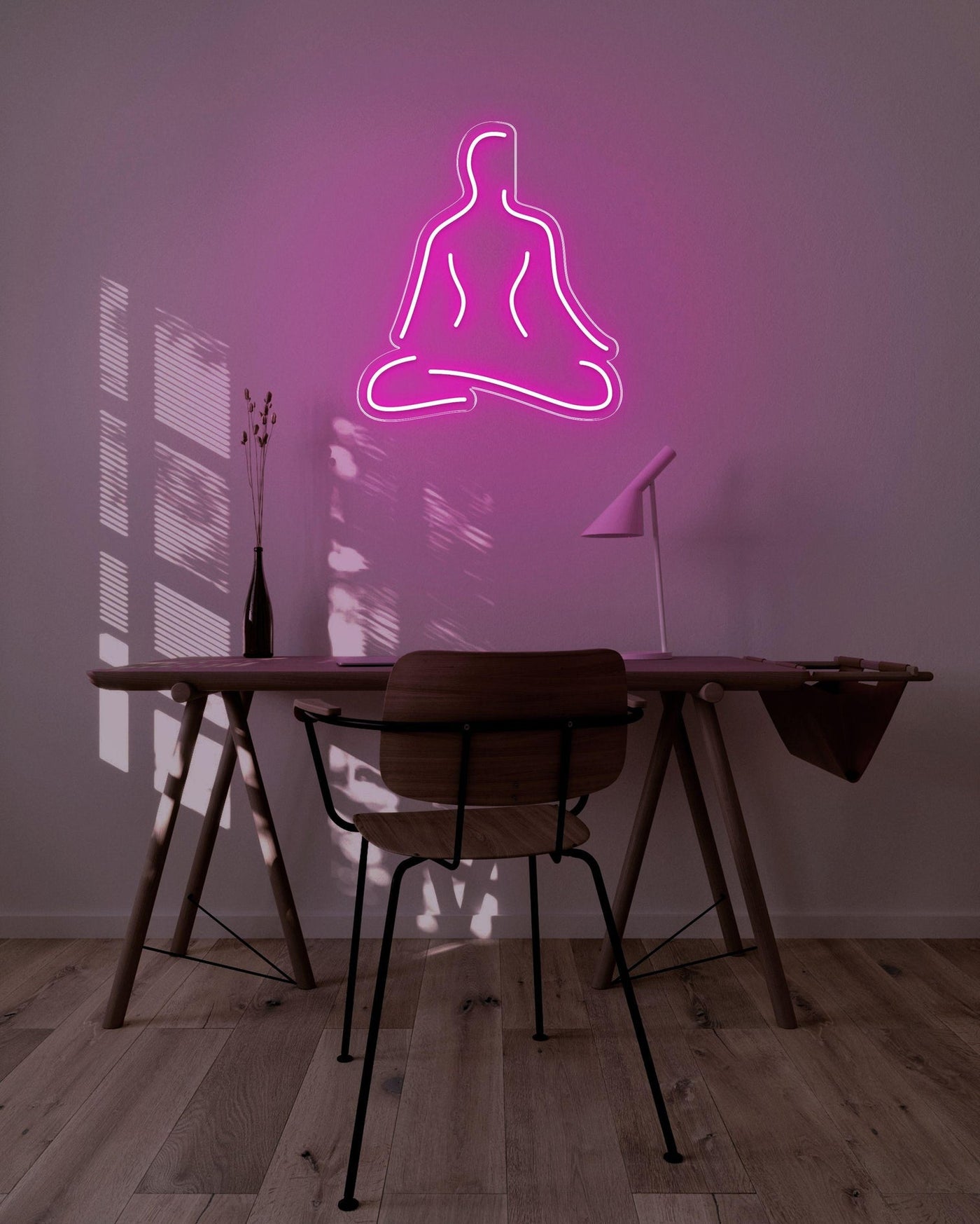 Meditate LED neon sign - 26inch x 29inchHot pink