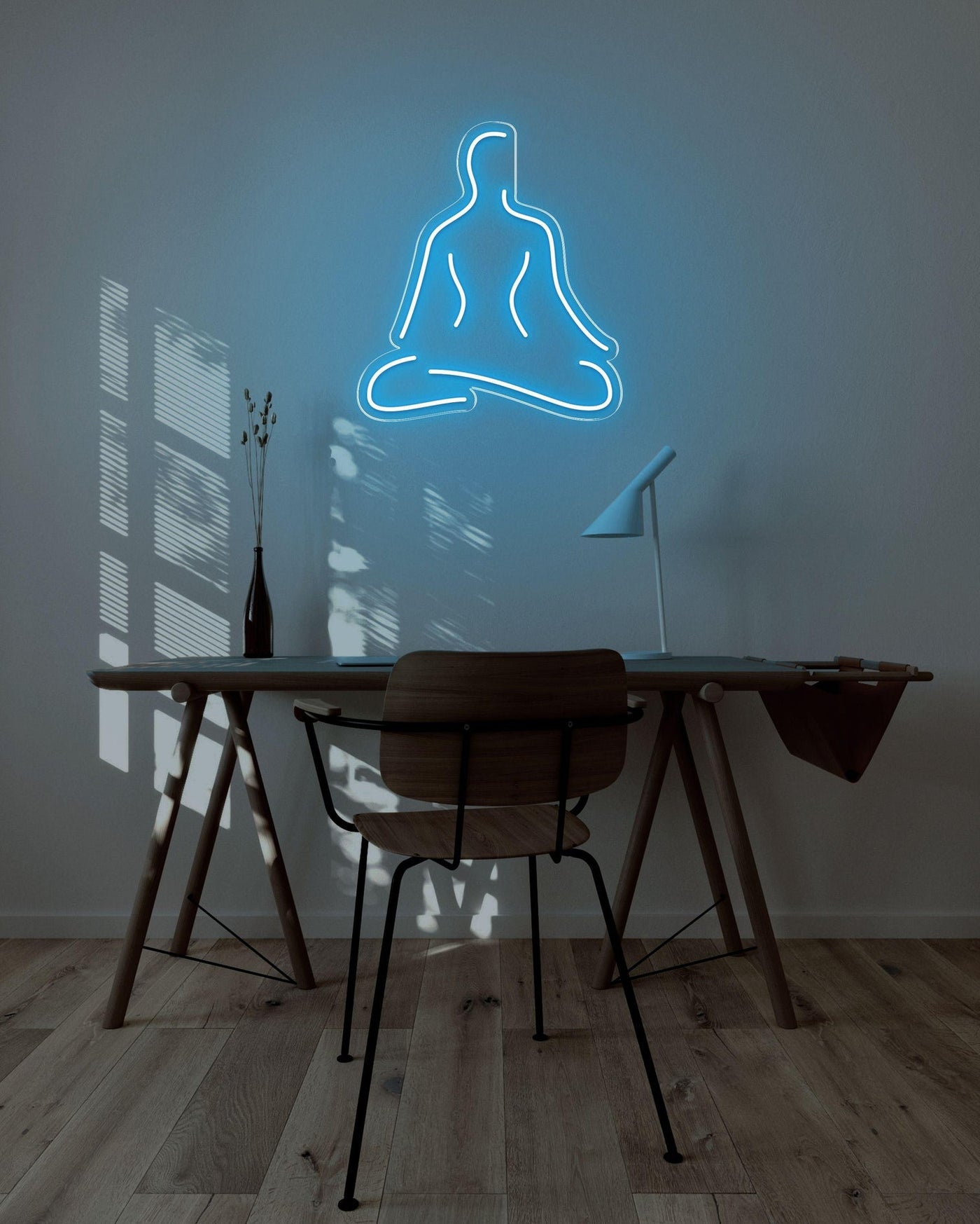 Meditate LED neon sign - 26inch x 29inchIce Blue