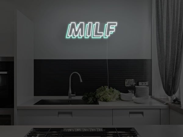 MILF LED Neon Sign - Aqua