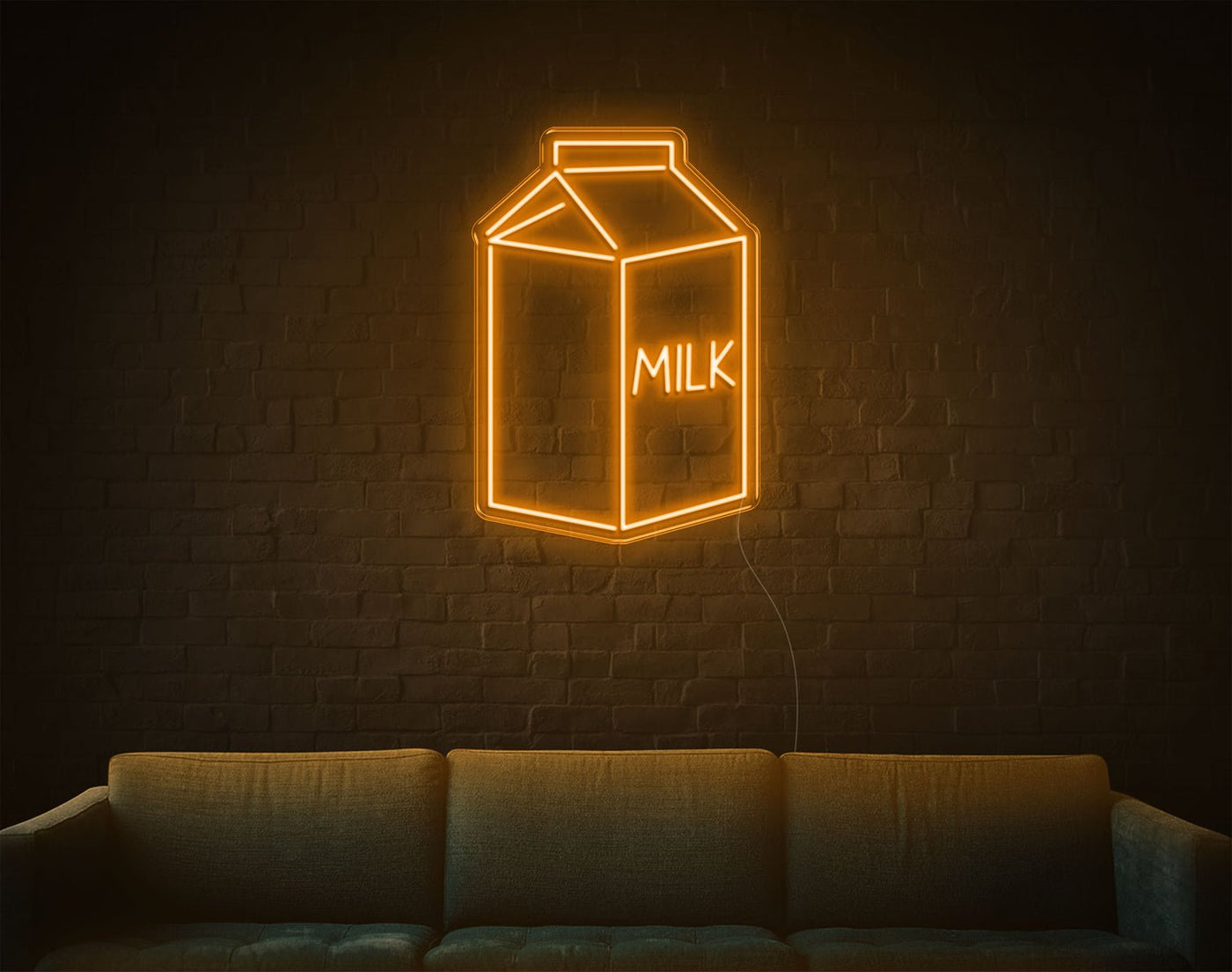 Milk LED Neon Sign - 26inch x 18inchOrange