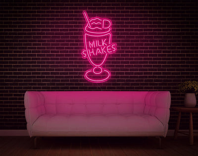 Milk Shakes LED Neon Sign - 37inch x 19inchHot Pink