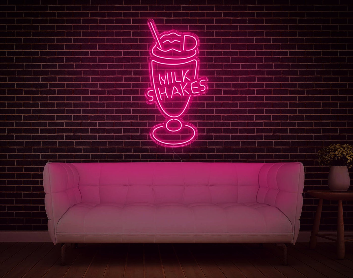 Milk Shakes LED Neon Sign - 37inch x 19inchLight Pink
