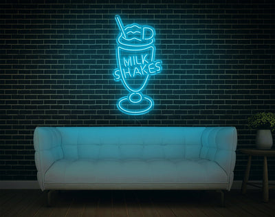 Milk Shakes LED Neon Sign - 37inch x 19inchLight Blue