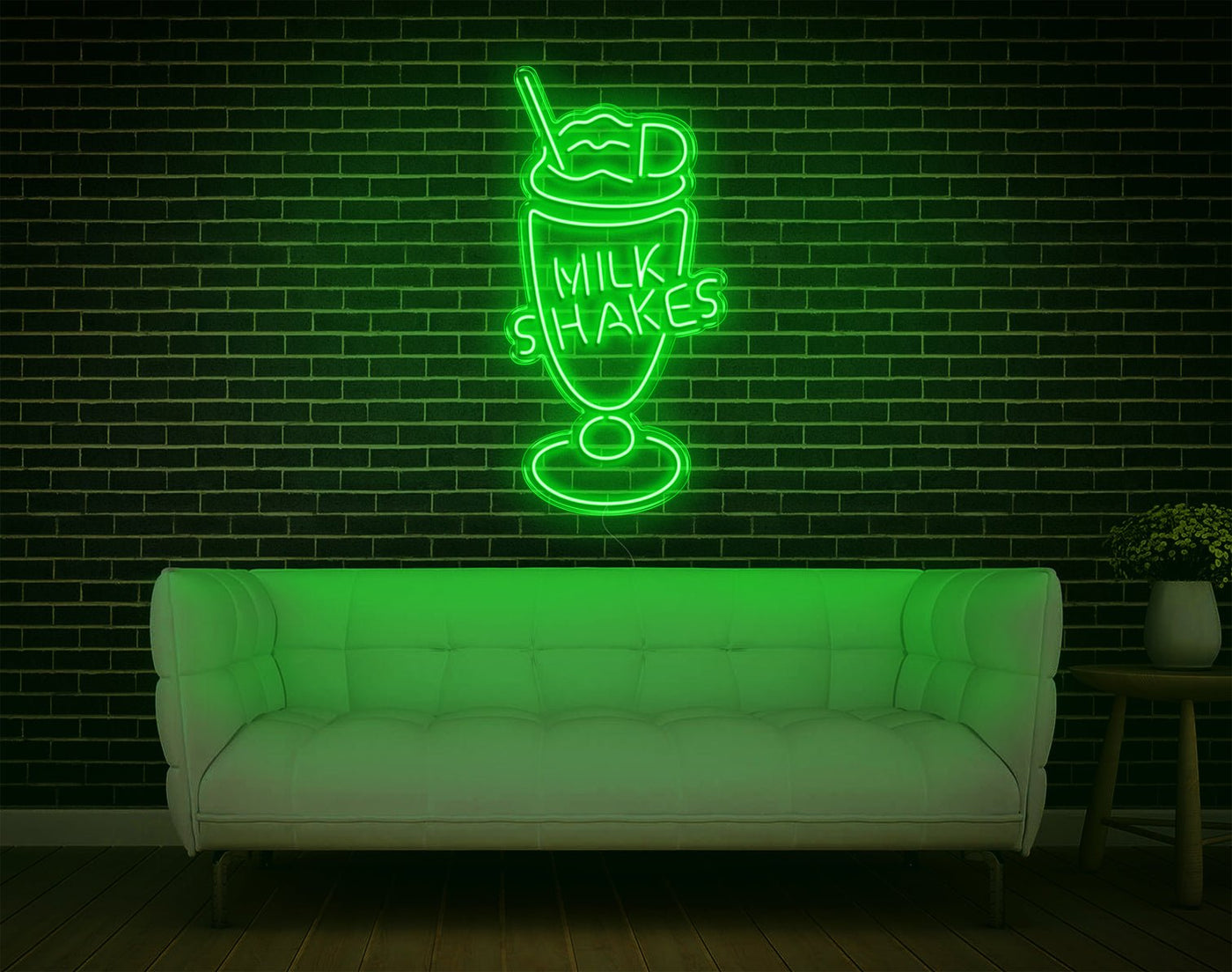 Milk Shakes LED Neon Sign - 37inch x 19inchGreen