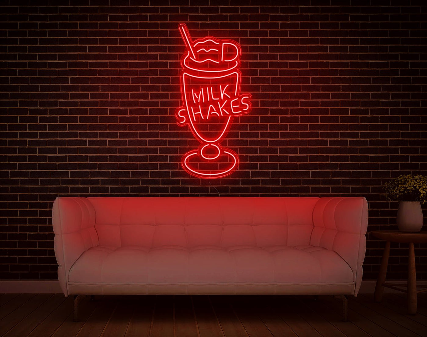 Milk Shakes LED Neon Sign - 37inch x 19inchRed