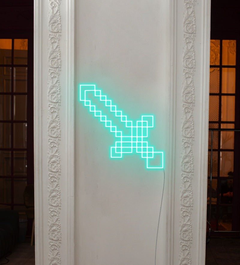 Minecraft Sword Neon Sign - White