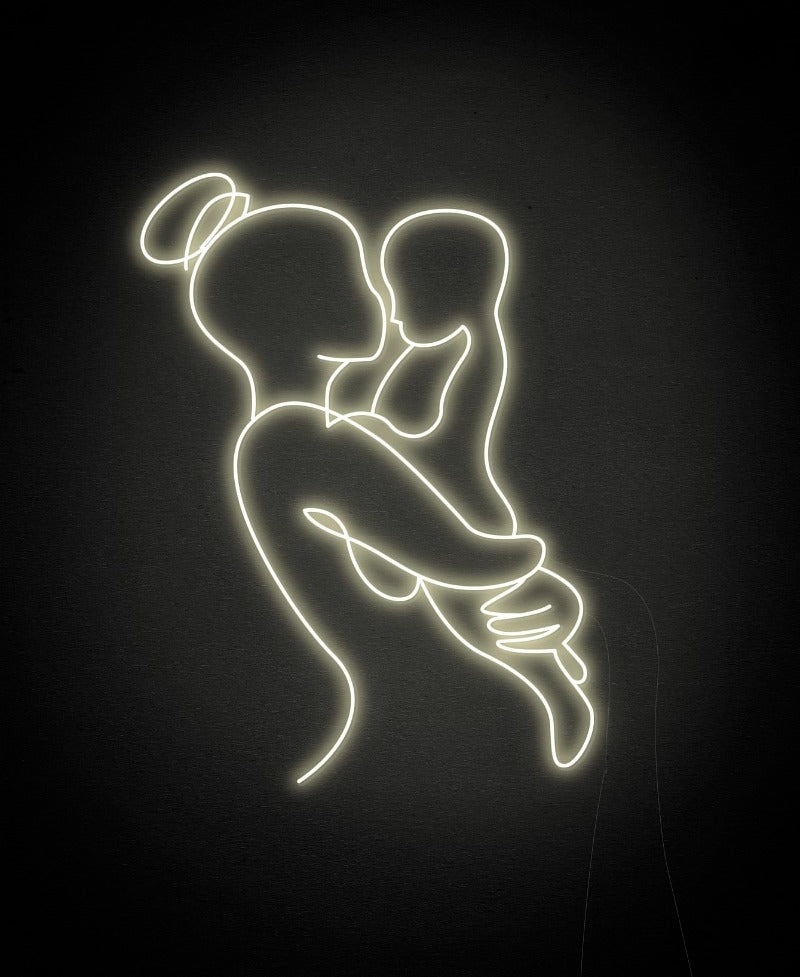 Mother and Child Neon Sign - White
