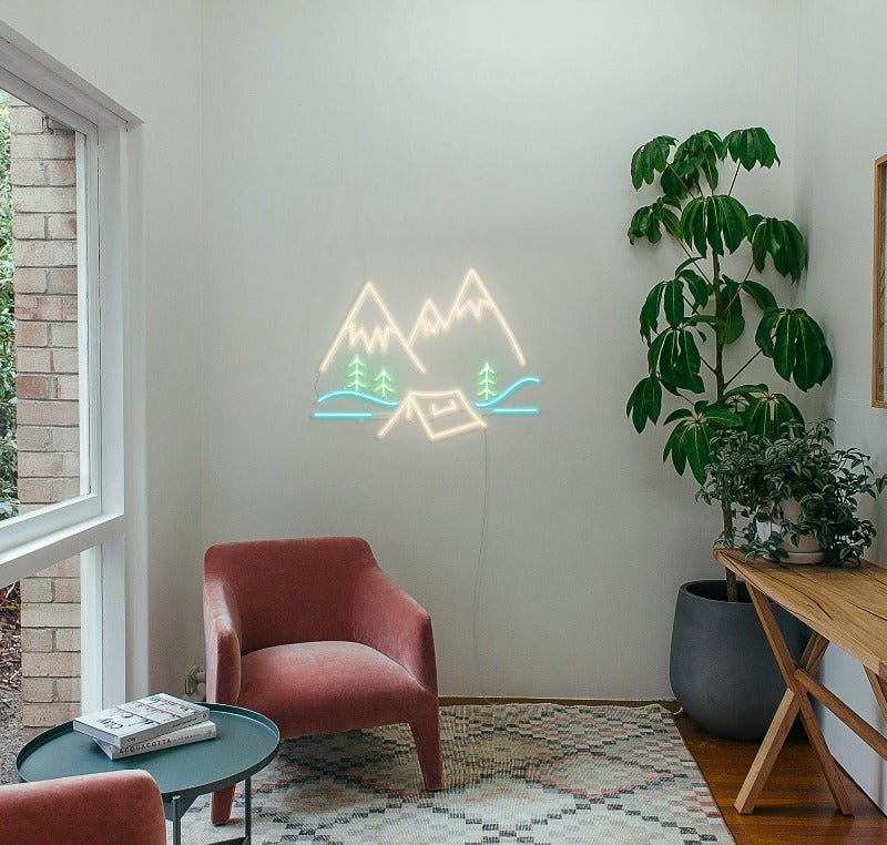 Mountain Camping Neon Sign -