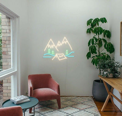 Mountain Camping Neon Sign -