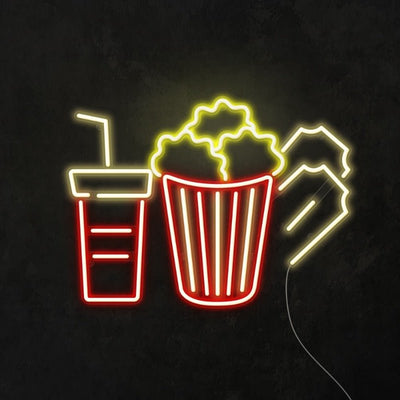 Movie Night Popcorn Neon Sign -