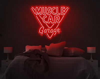Muscle Car Garage LED Neon Sign - 22inch x 26inchHot Pink