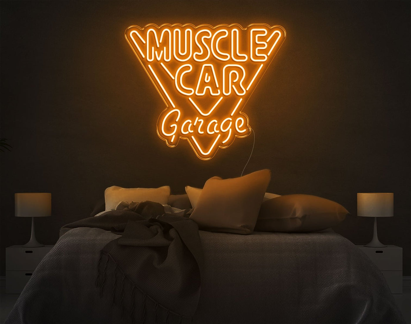 Muscle Car Garage LED Neon Sign - 22inch x 26inchOrange