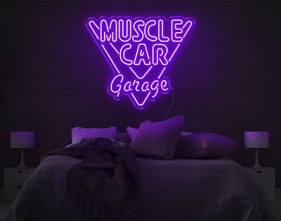 Muscle Car Garage LED Neon Sign - 22inch x 26inchPurple