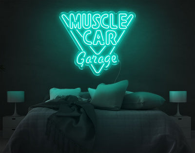 Muscle Car Garage LED Neon Sign - 22inch x 26inchTurquoise