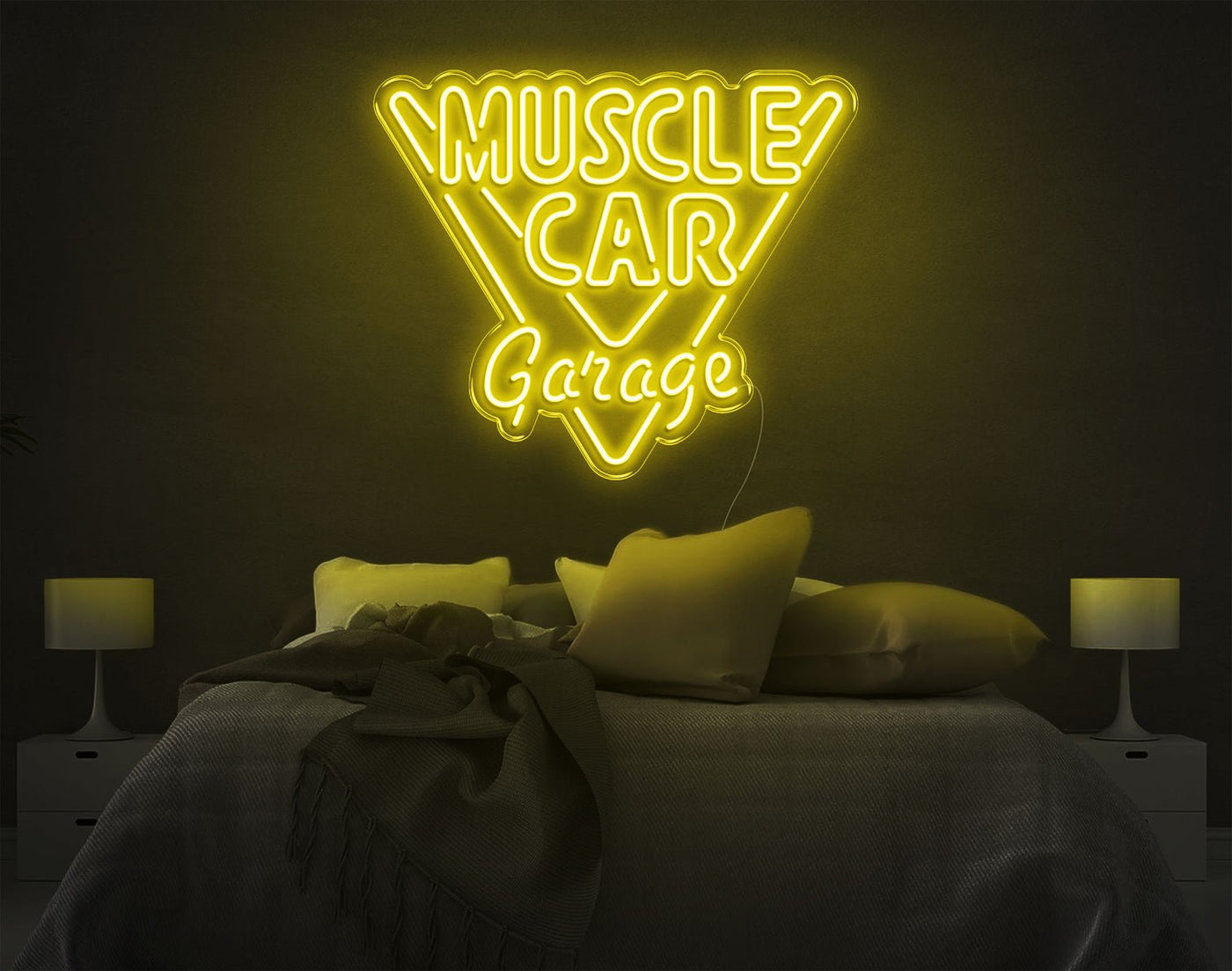 Muscle Car Garage LED Neon Sign - 22inch x 26inchYellow
