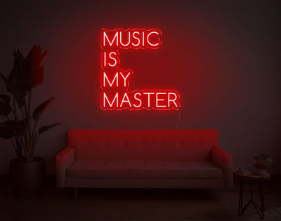 Music Is My Master LED Neon Sign - 20inch x 19inchHot Pink
