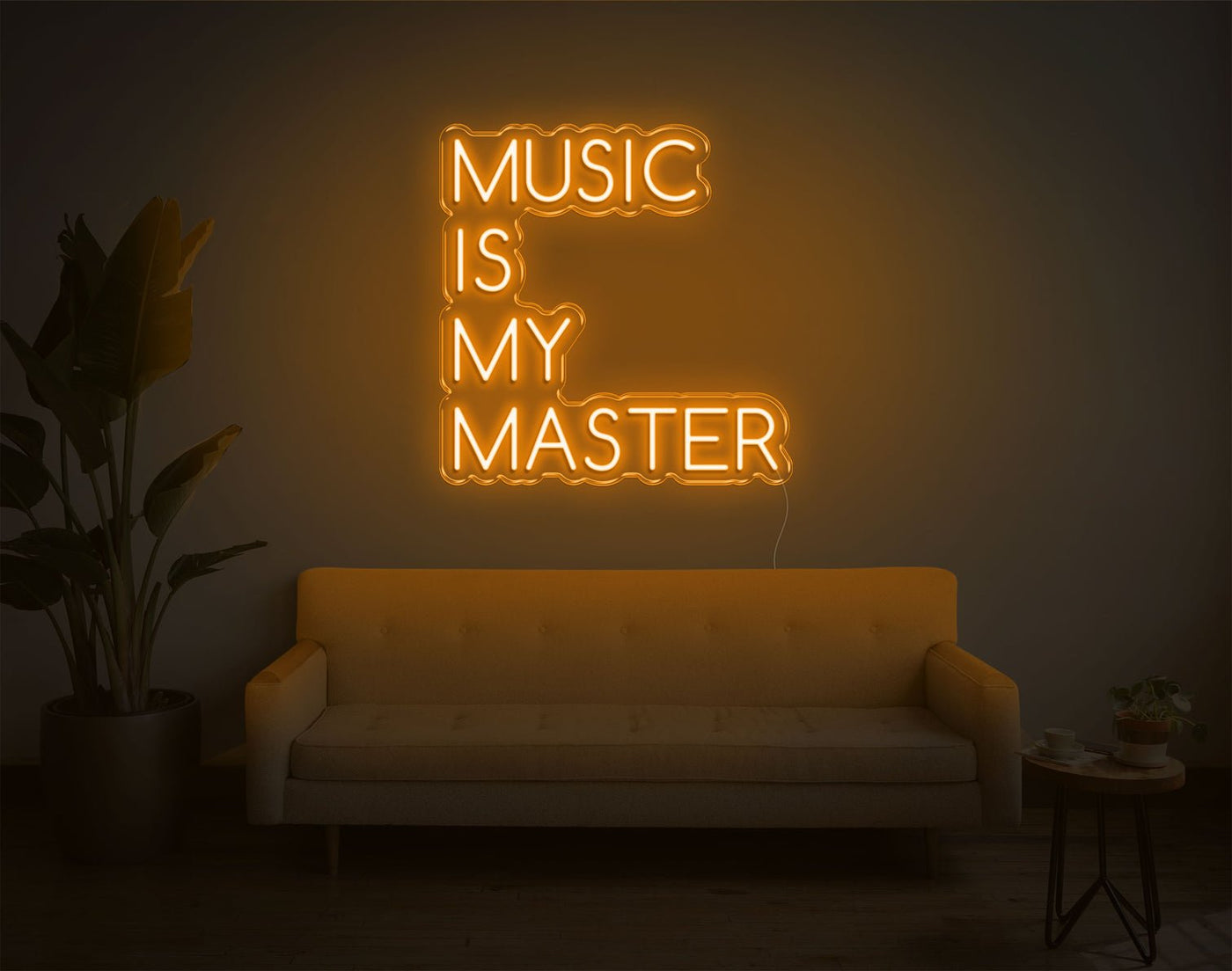 Music Is My Master LED Neon Sign - 20inch x 19inchOrange