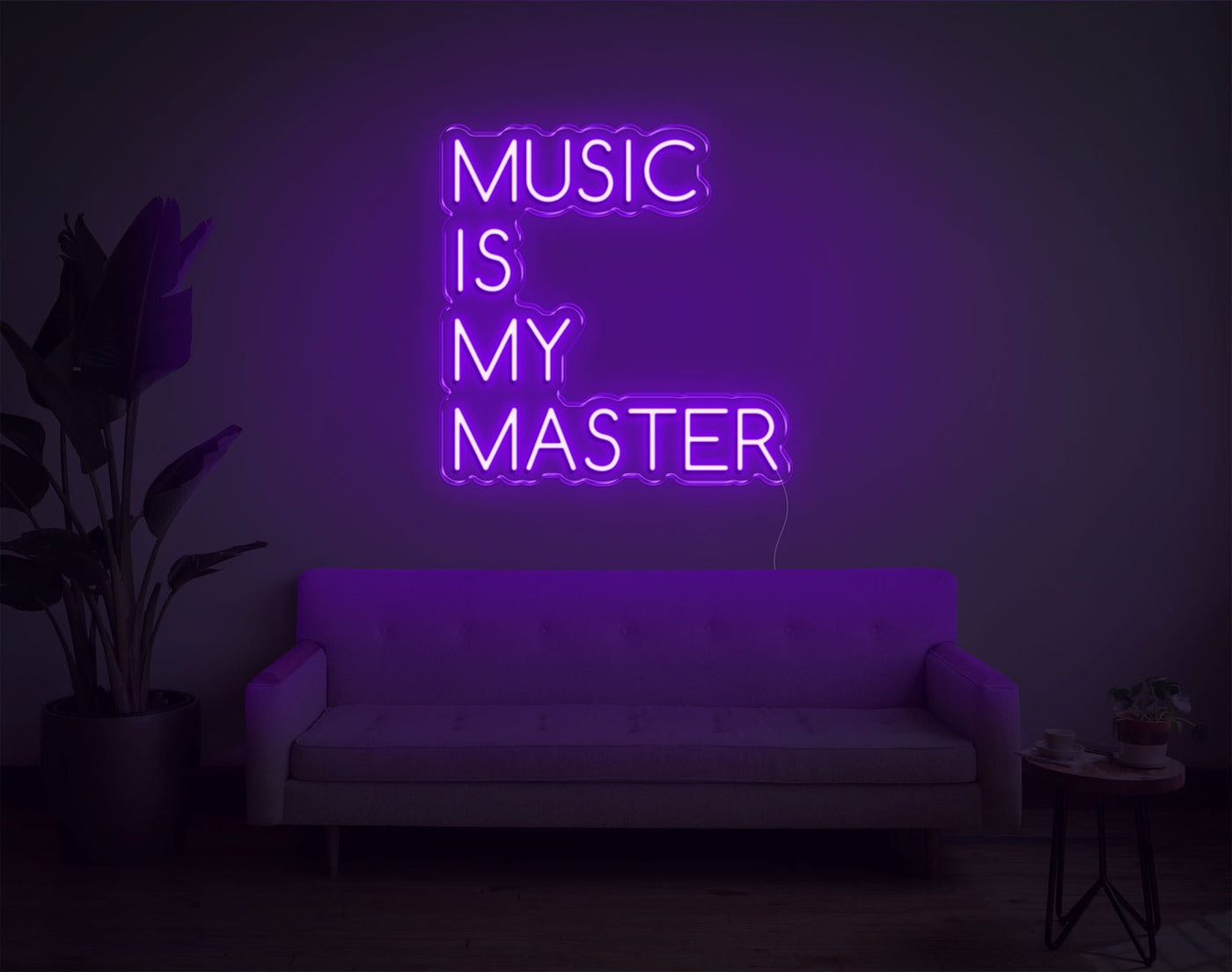 Music Is My Master LED Neon Sign - 20inch x 19inchPurple