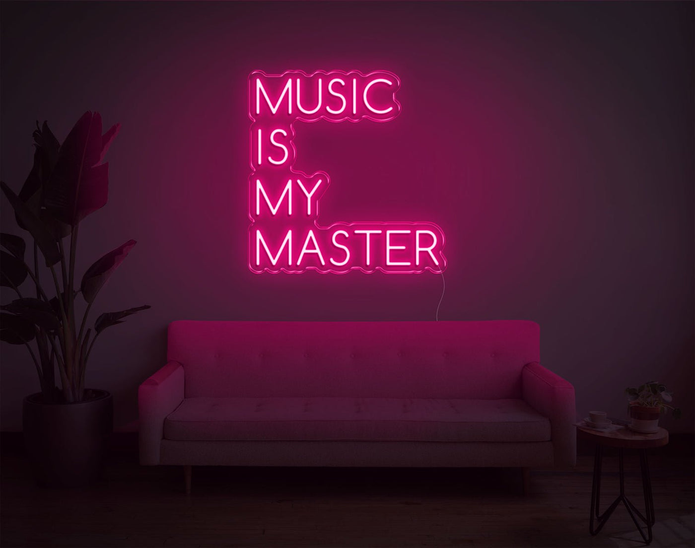 Music Is My Master LED Neon Sign - 20inch x 19inchLight Pink