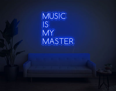 Music Is My Master LED Neon Sign - 20inch x 19inchBlue
