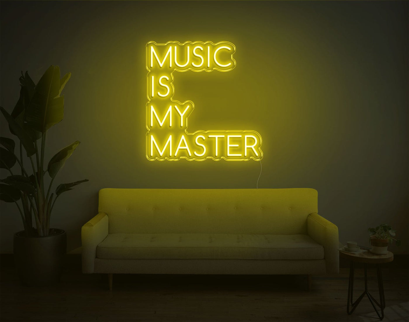 Music Is My Master LED Neon Sign - 20inch x 19inchYellow