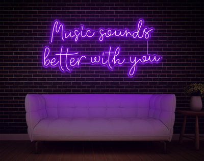 Music Sounds Better With You LED Neon Sign - 23inch x 48inchPurple