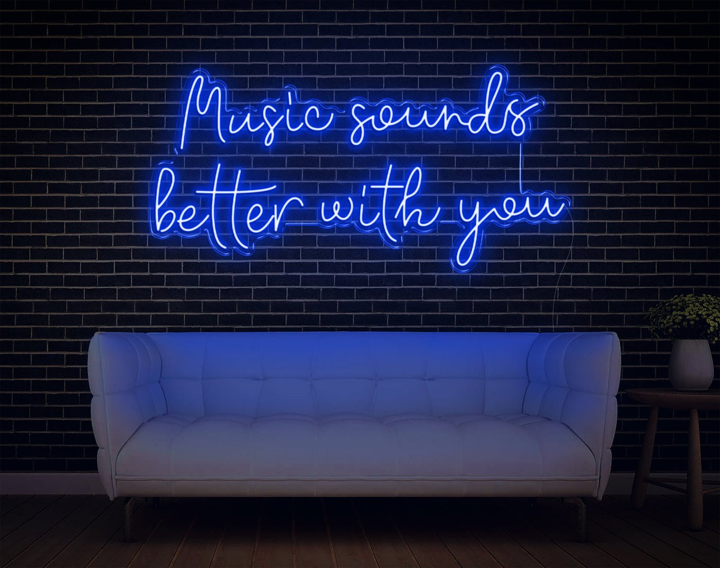 Music Sounds Better With You LED Neon Sign - 23inch x 48inchBlue