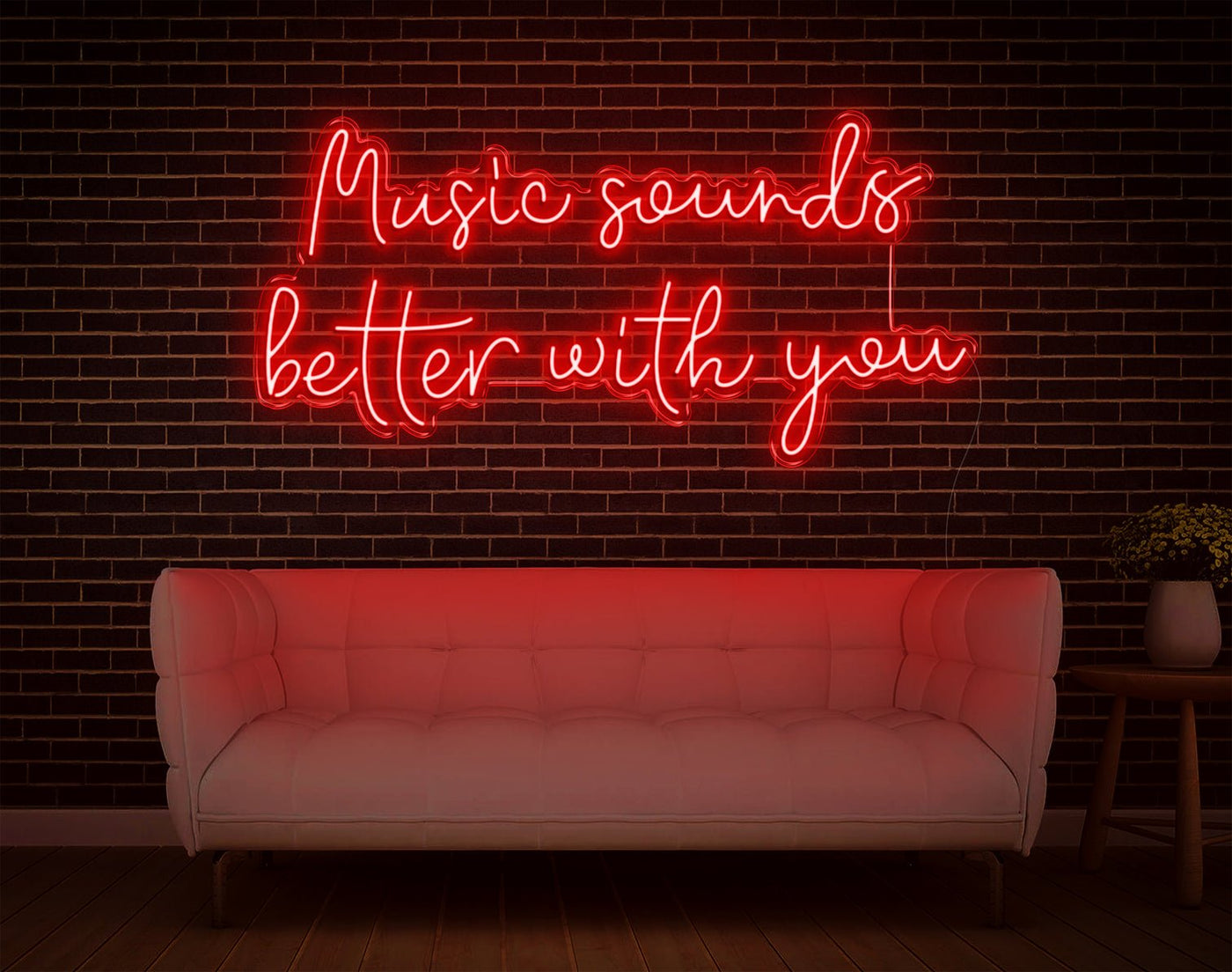 Music Sounds Better With You LED Neon Sign - 23inch x 48inchRed