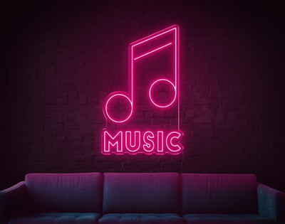Music V1 LED Neon Sign - 14inch x 9inchLight Pink