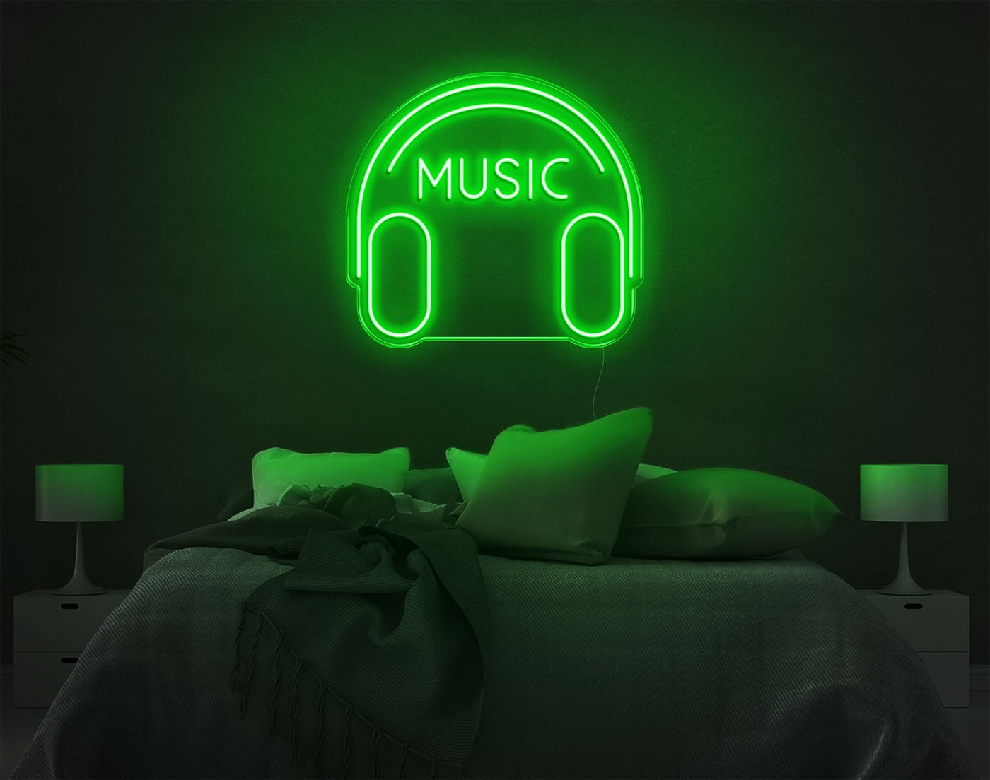 Music V2 LED Neon Sign - 19inch x 20inchGreen