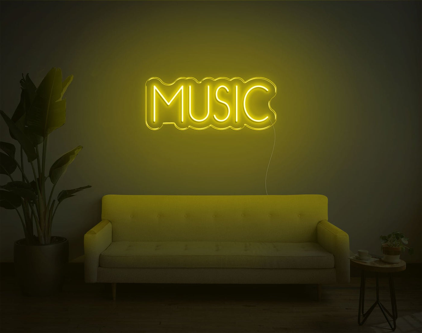 Music V4 LED Neon Sign - 9inch x 24inchYellow