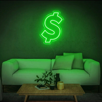 NEON DOLLAR SIGN - Green30 inches