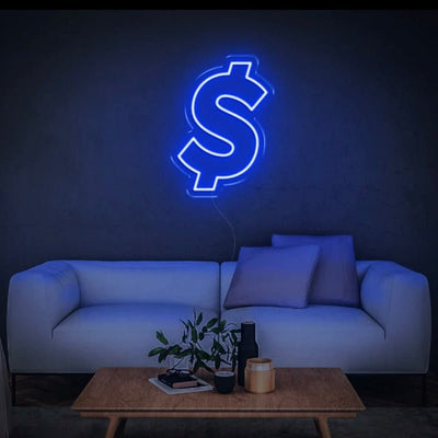 NEON DOLLAR SIGN - Blue30 inches