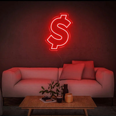 NEON DOLLAR SIGN - Red30 inches