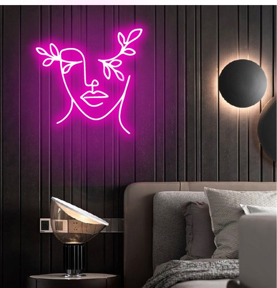 neon&sign - Aesthetic Face Neon Sign - Pink30 inches