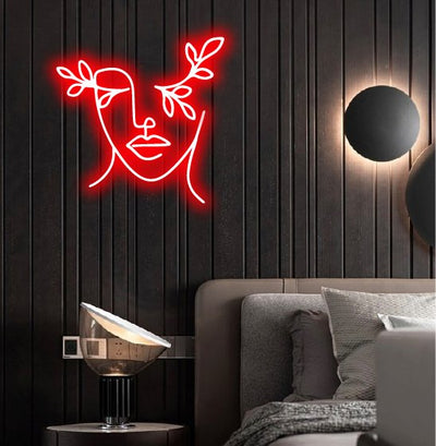neon&sign - Aesthetic Face Neon Sign - Red30 inches