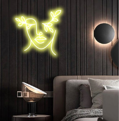 neon&sign - Aesthetic Face Neon Sign - Lemon Yellow30 inches