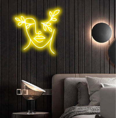 neon&sign - Aesthetic Face Neon Sign - Yellow30 inches
