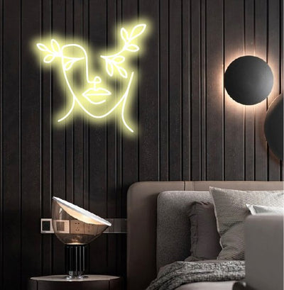 neon&sign - Aesthetic Face Neon Sign - Warm White30 inches