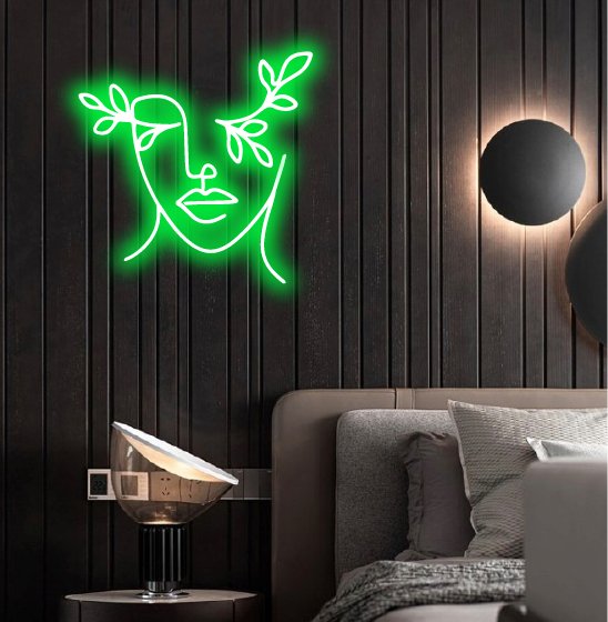 neon&sign - Aesthetic Face Neon Sign - Green30 inches