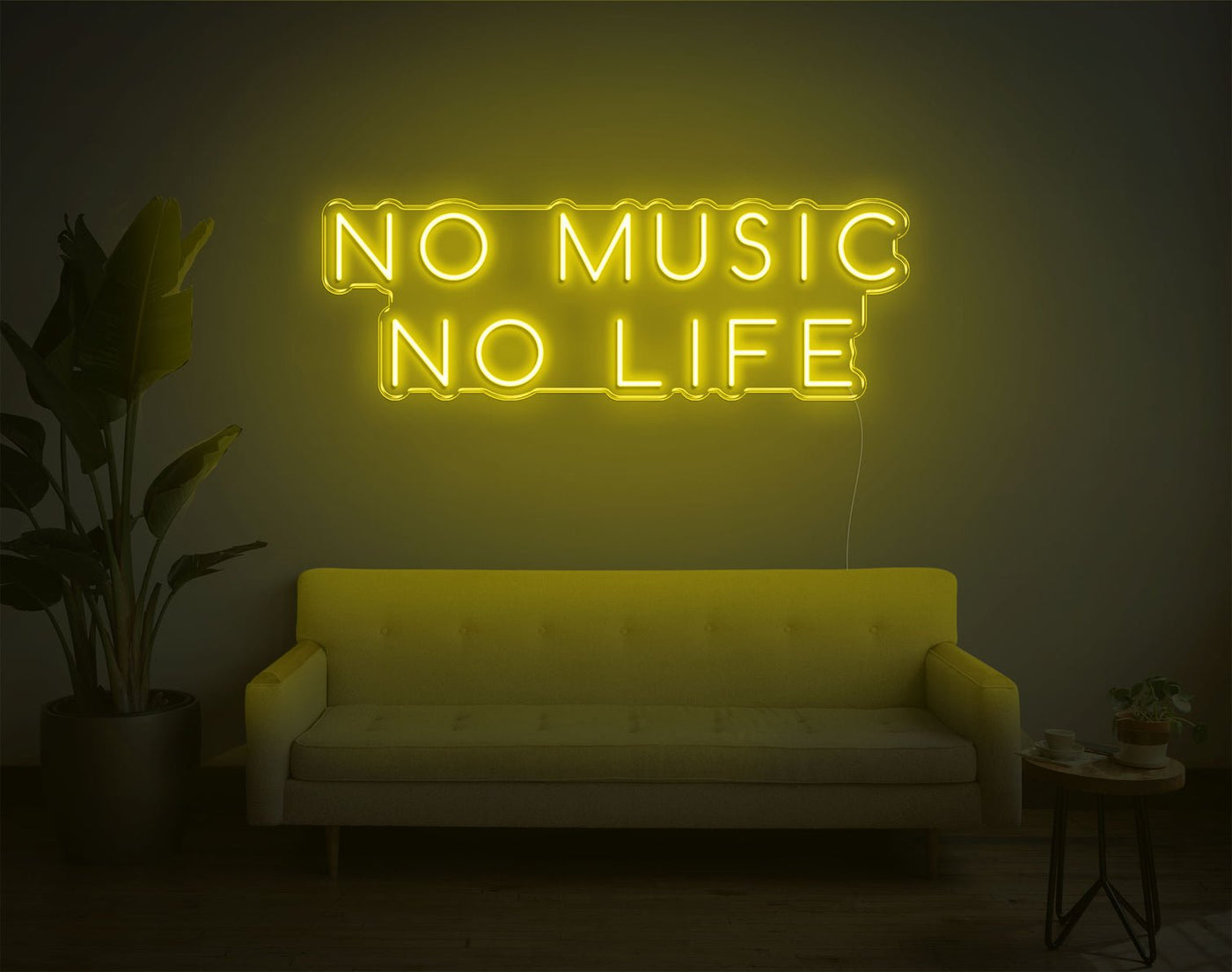 No Music No Life LED Neon Sign - 12inch x 34inchHot Pink